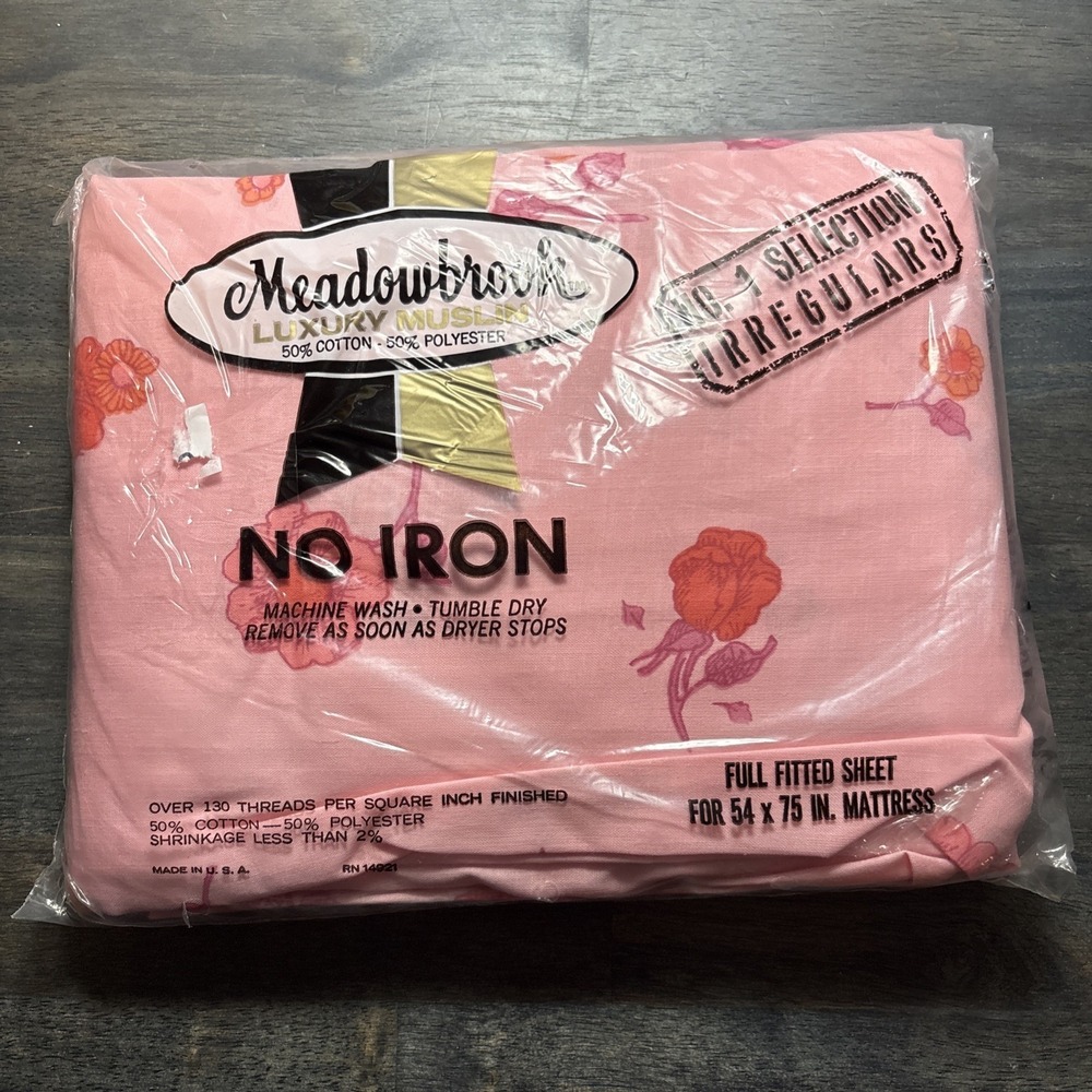 Meadowbrook Luxury Irregular Full Fitted Sheet Country Rose‎ Shabby Chic NOS Vtg